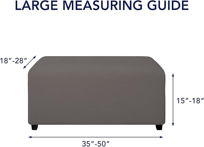 PureFit Super Stretch Soft Form Fit Ottoman Cover Rectangle - Ottoman Slipcovers for Foot Stool & Folding Storage Furniture for Living Room with Nonslip Elastic Bottom（Large, Taupe）
