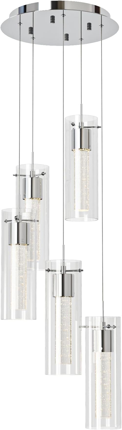 Alice 5-Light Chandelier Pendant Ceiling Light, Integrated Led and Bubble Glass, for Kitchen Island, Hallway, Entryway, Passway, Dining Room, Bedroom, Balcony Living Room