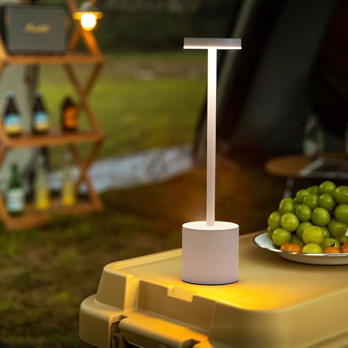 2 Pack LED Cordless Table Lamp, Portable 5000mAh Rechargeable Table Lamps, Touch Control Outdoor Table Lamp, 3 Color Dimmable Cordless Desk Lamp For Restaurant, Patio, Bedroom, Outdoor - White