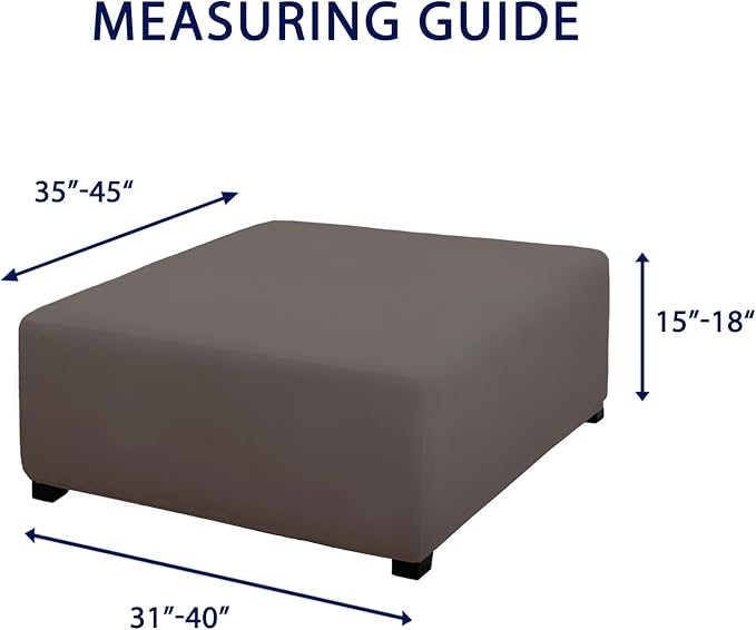 PureFit Super Stretch Form Fit Square Ottoman Cover Rectangle - Ottoman Slipcovers for Foot Stool & Folding Storage Furniture for Living Room with Nonslip Elastic Bottom (Medium-XL, Taupe)