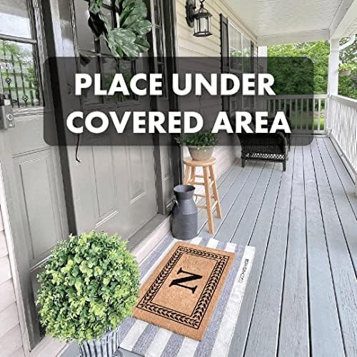 COCO MATS 'N MORE Personalized Door Mat with Monogram for Outdoor Indoor - Non-Slip Coco Coir Front Doormat with Vinyl Backing, Wedding, Housewarming New Home (Leafy Vine, 14" x 22")