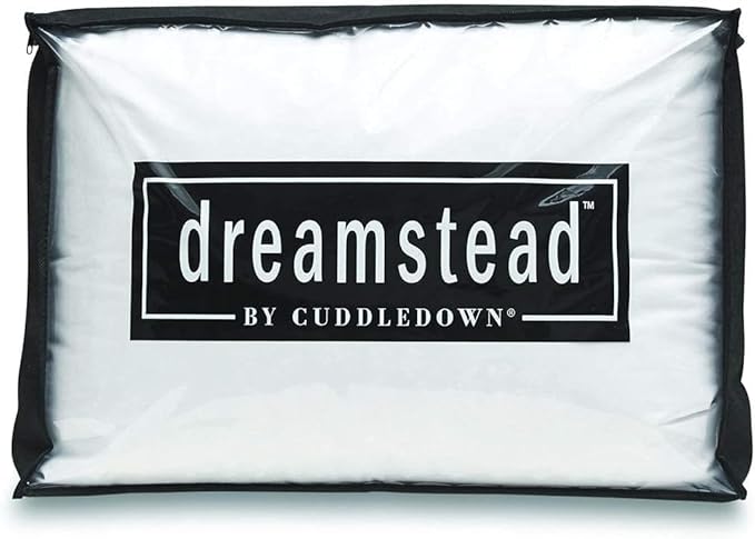 Cuddledown Dreamstead 800 Fill Power Pillow | European White Down | 100% Cotton Shell, Sateen Weave | Hypoallergenic | Handcrafted | Oeko-TEX & RDS Certified | 20" x 36" | King | Soft