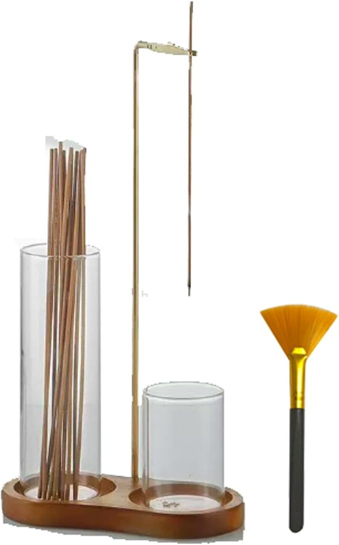 2-in-1 Wooden Incense Holder & Burner – Ash Catcher, Brush, Storage & Anti-Ash Flying | Ideal for Meditation, Yoga, Spa & Home Decor – Modern Vertical Incense Stick Holder