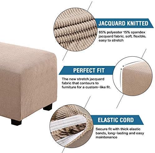 H.VERSAILTEX Ottoman and Sofa Seat Cushion Combined Cover Slipcover Rectangle Sofa Slipcover Fit Length 56"-75" Suitable for L Shaped Seat Cushion Cover or Chaise Part Cover Stretch Thick Soft - Sand
