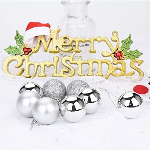 Aitsite 24ct Mini Shatterproof Christmas Ornaments Set, 1.57 Inch Diameter, Silver, Glossy, Frosted, Glitter, Mirrored, Perfect for Christmas Decorations