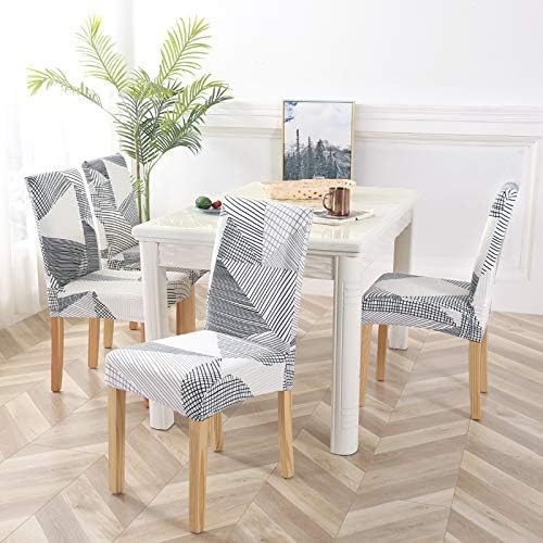 Stretch Chair Covers Slipcovers Set of 4 Printed Stretchable Dining Chair Slipcover Washable Removable for Kitchen,Hotel,Restaurant