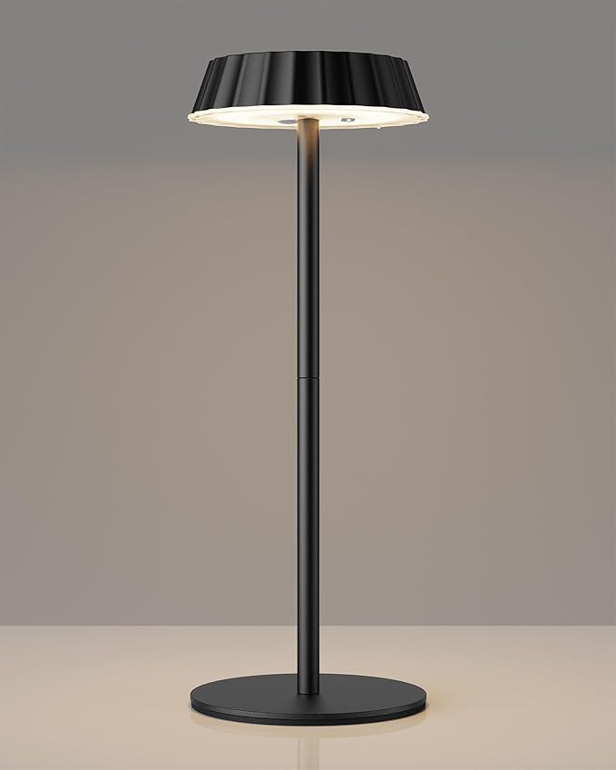 EppieBasic Cordless Table Lamp Rechargeable: 18W Fast Charging Dimmable Lamp - 5000mAh Battery Operated Portable Metal Table Light for Restaurant Patio Outdoor