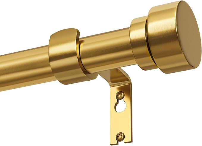 Gold Curtain Rods for Windows 72 to 144 Adjustable Modern Curtain Rod 1 inch Diameter Heavy Duty with Solid Metal Finials for Living Room Bedroom Farmhouse Outdoor Patio