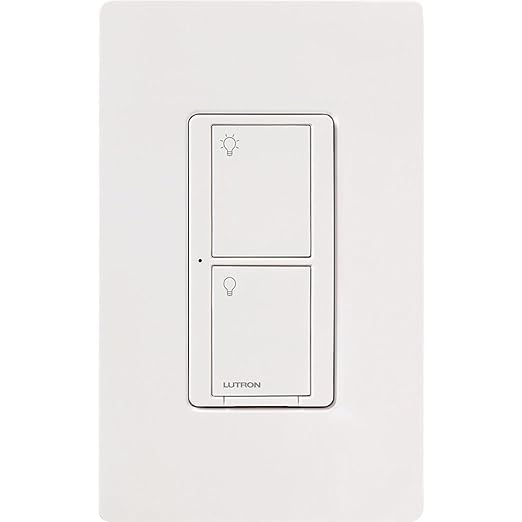 Lutron Caseta Original Smart Switch (Lutron Smart Hub Required), for LED Lights and Fans, 6 Amp, Single-Pole/3-Way, Neutral Required, PD-6ANS-WH-2, White, 2 Pack