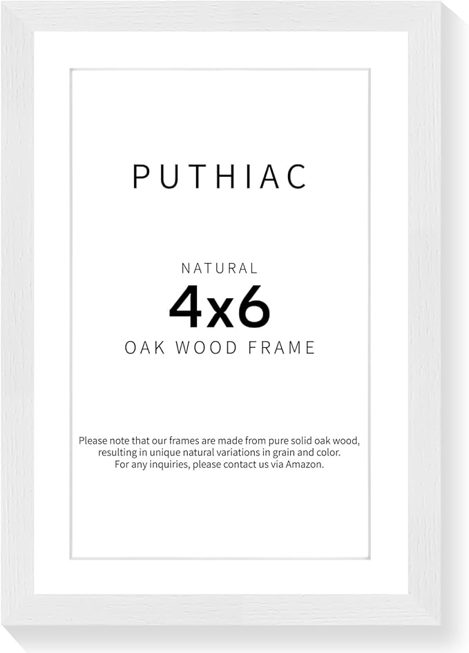 4x6 Oak Wood Picture Frame - 4"x6" Photo Frame, 4x6 Picture Frame Wood, Natural Solid Wooden Picture Frames for Wall Art Photo and Prints(1 Pack, White)