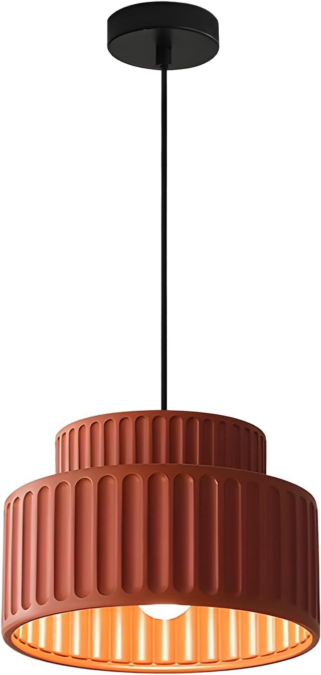 Mid Century Modern Nordic Pendant Lights Kitchen Island Vintage 1 Light Single Hanging Light Fixture with Orange Red Resin Shade Colorful Round Pendant Lighting for Dining Room Hallway MPL33-R