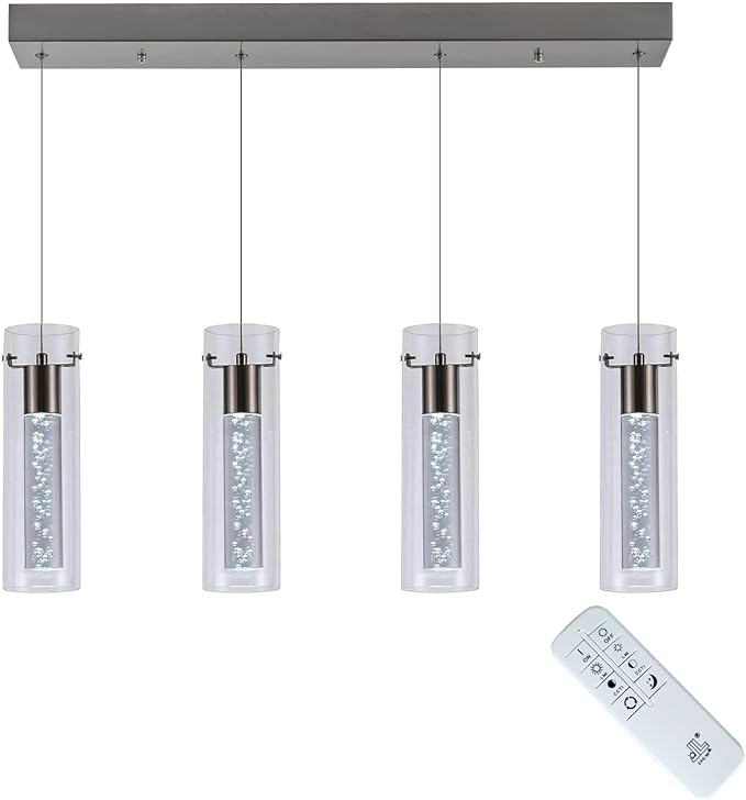 Pendant Lights Kitchen Island with Remote, 3000K-6000K Dimmable LED Brushed Nickel Pendant Light Fixtures, Modern Kitchen Pendant Lighting Over Island for Dining Room & Bar Counter
