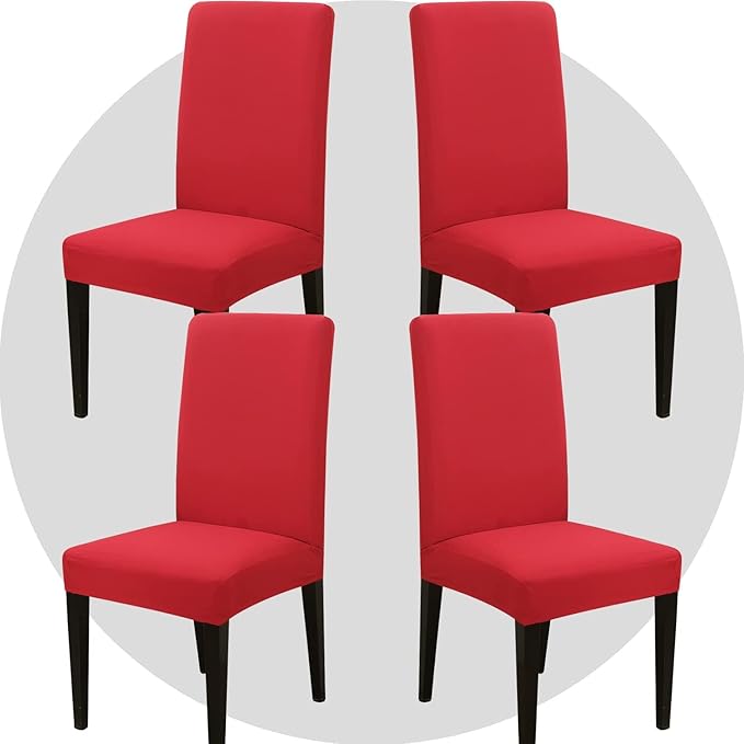 Stretch Chair Covers Slipcovers Set of 4 red Stretchable Dining Chair Slipcover Washable Removable for Kitchen,Hotel,Restaurant