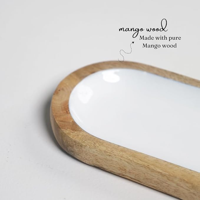 The Art Box Hand Painted Wooden Incense Holder White - 12 inch Long Modern Incense Burner Sticks Ash Catcher for Gifts, Home Decor