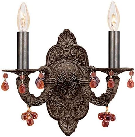 Paris Market 2 Light Amber Crystal Venetian Bronze Sconce