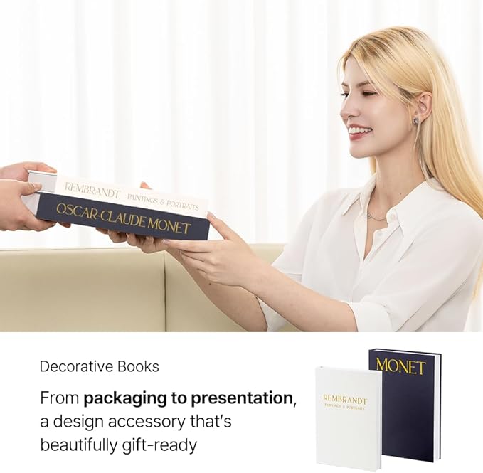 Decorative Book Box Set - 2 PCS Elegant Faux Linen Hidden Storage Books for Coffee Table, Shelf & Mantel Decor (Gray-White)