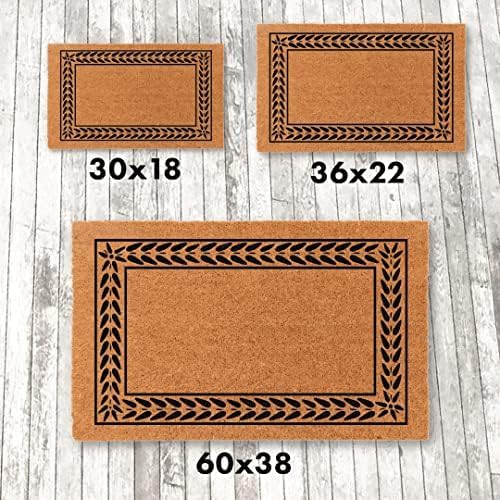 COCO MATS 'N MORE Personalized Door Mat with Monogram for Outdoor Indoor - Non-Slip Coco Coir Front Doormat with Vinyl Backing, Wedding, Housewarming New Home (Leafy Vine, 14" x 22")
