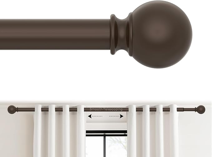 2 Pack Bronze Curtain Rods 48 to 84 Inches(4-7 Feet),5/8 inch Splicing Drapery Rods,Small Curtain Rods Set,Size: 36''-88'',Bronze