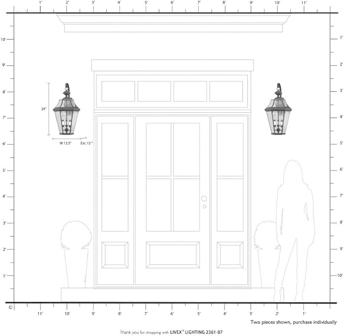 Livex Lighting 2361-04 Outdoor Wall Lantern with Clear Beveled Glass Shades, Black