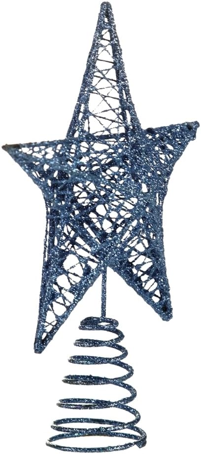 BinaryABC Christmas Tree Topper Star,Glittering Christmas Tree Decoration Ornaments,20cm (Dusty Blue)