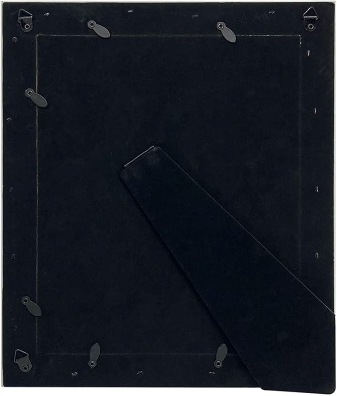 Isaac Jacobs 8x10 Navy w/Gold (Vertical & Horizontal) Double Border Picture Frame w/Black Fabric Easel, Wall-Mountable, Made for Tabletop & Gallery, Home or Office (8x10, Navy W/Gold)