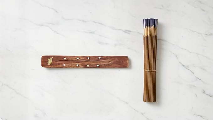 Kadilo Square Incense Sticks, 100 Count Pack with Natural Essential Oils, 1 Hour Burning Time, Hand Dipped, Free Wooden Burner (Vanilla)