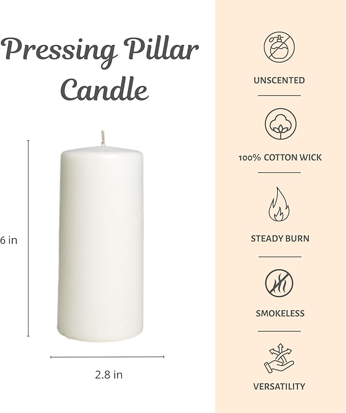CW Studio 12 Pack 2.8x6 Inch White Unscented Pillar Candles – Long 70 Hour Burn, Smokeless & Dripless – Premium Wax with Cotton Wick – Perfect for Weddings, Events, Home, Rustic & Elegant Décor