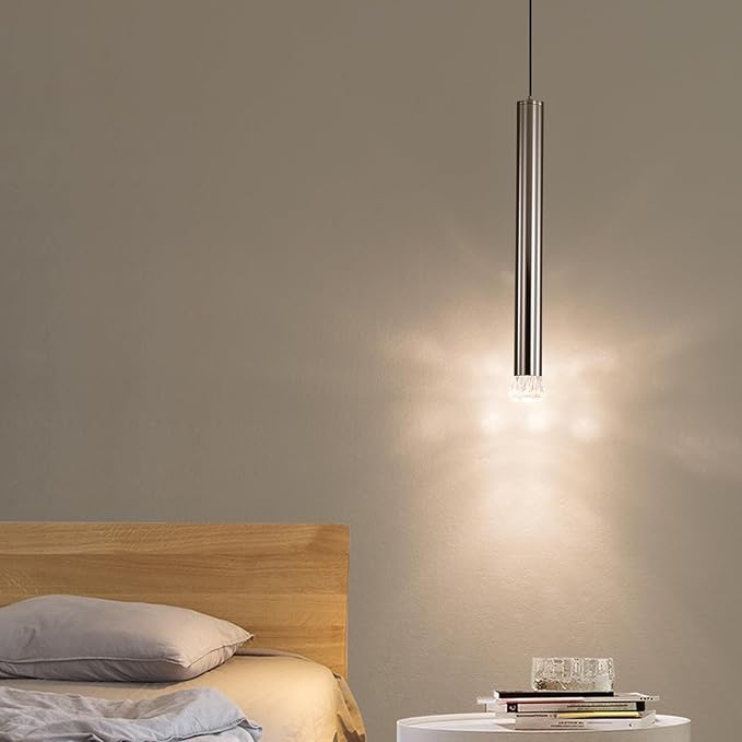 Modern LED Pendant Light, Luxury Diamond Mini Strip Hanging Light, 3 Color Temperatures, Kitchen Island Ceiling Lighting Fixtures for Dining Room, Bar, Hallway, Living Room, Bedside