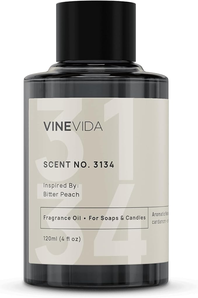 VINEVIDA Scent NO. 3134 Fragrance Oil - 120mL (4oz) - Inspired by: Bitter Peach Fragrance Oil for Candle Making - Made in USA Candle Scents Scents for Soap Making