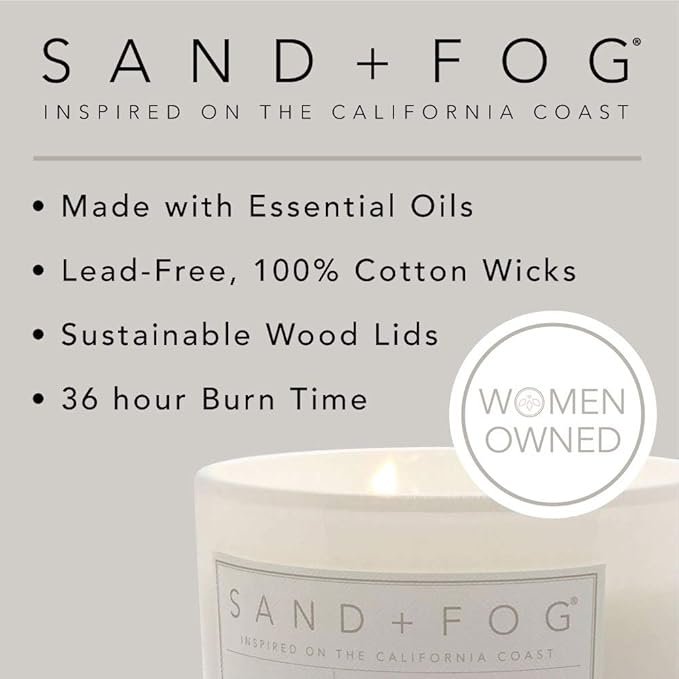 Sand + Fog Scented Candle - Juniper Berry Sage – Additional Scents and Sizes – 100% Cotton Lead-Free Wick - Luxury Air Freshening Jar Candles - Perfect Home Decor – 12oz