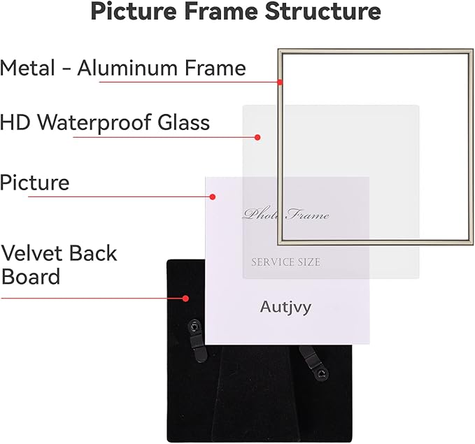 4x4 Picture Frame Set of 2, Champagne Modern Simple Thin Aluminum Metal Square Photo Frames with HD Real Glass, Display for Tabletop and Wall Collage, 2 Pack
