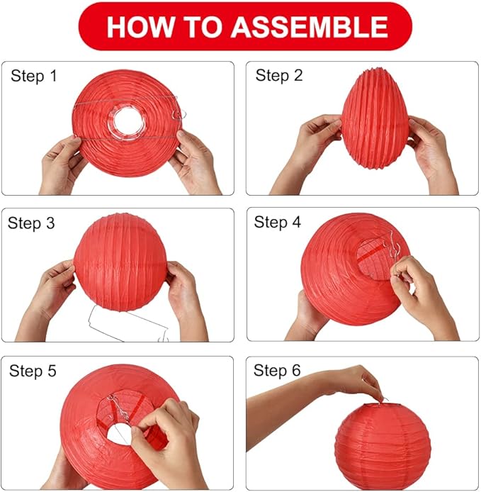 BEISHIDA 12-Inch Red Round Paper Lanterns Decorative Hanging Asia Chinese Japanese Paper Lanterns Lamp for Birthday Wedding Valentine's Day Anniversary Baby Shower Christmas Party Decoration（6 Packs）