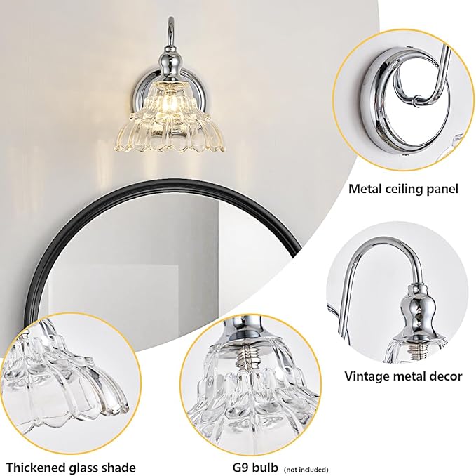 Chrome Wall Sconces Bathroom Vanity Light Light Fixtures Modern Vanity Lighting Fixtures Wall Light for Bedroom Dinning Room Bathroom