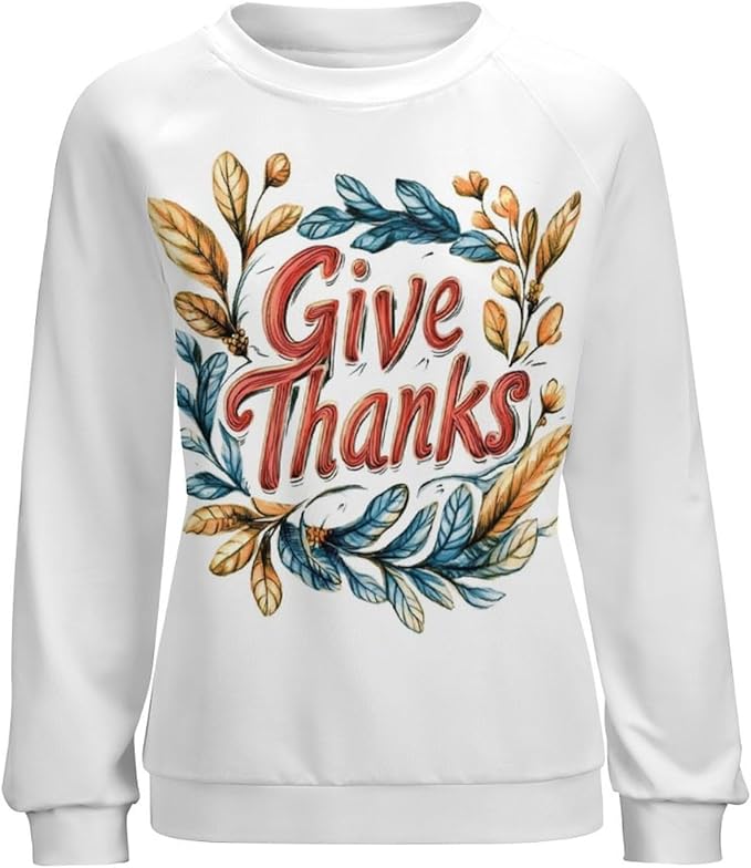 Thanksgiving Sweatshirt for Women Crewneck Pullover Casual Graphic Long Sleeve Shirts Sweater
