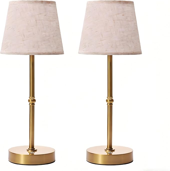 2-Pack Bedside Table Lamp，3 Level dimmable Touch Control lamp，6000mAh Battery, USB Charging Port, LED Bulb Included, Suitable for bedrooms, desks, and Dining Tables