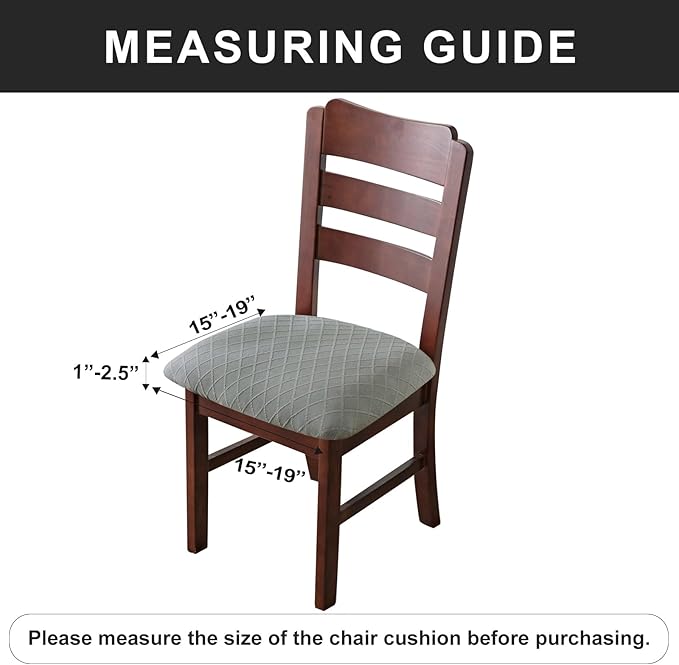 Genina Waterproof Seat Covers for Dining Room Chairs Covers Dining Chair Cover Kitchen Chair Covers (Gray, 4 Pcs)