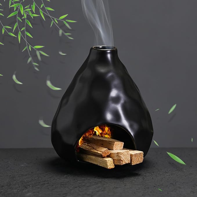 Palo Santo Sticks Holder Ceramic Incense Burner Holder Smudge Bowl for Sage Incense Cone Yoga Spiritual Meditation Room Home Decor Gift Mini Chiminea Ash Catcher