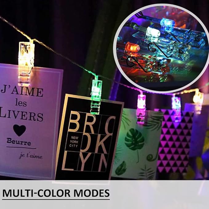 Solhice 40ft Photo Clips String Lights Color Changing 80 LEDs, RGB Hanging Pictures Wall Display Lights for Teenager Christmas Gift, Teen Girl Room Decor with USB Powered Remote Control,