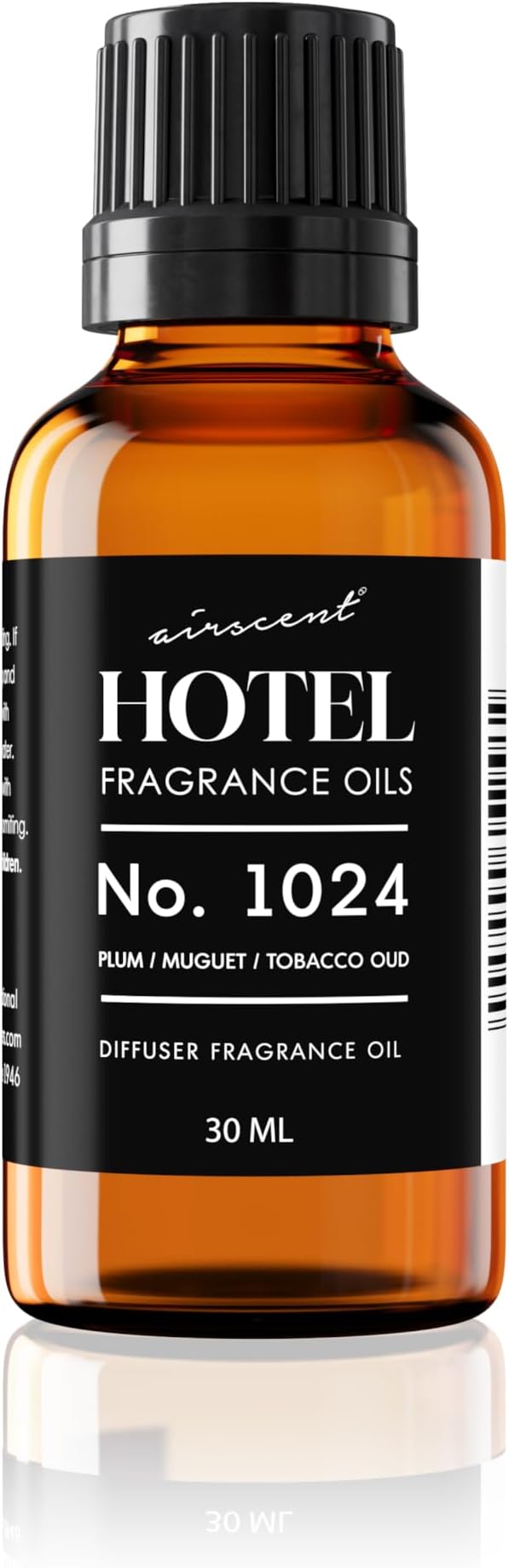 AirScent Hotel Diffuser Oil No. 1024 - Premium Fragrance Oil for Ultrasonic and Waterless Diffusers and Crafting - 30 ml, 1 fl oz Glass Bottle with Dropper - Plum, Muguet & Tobacco Oud