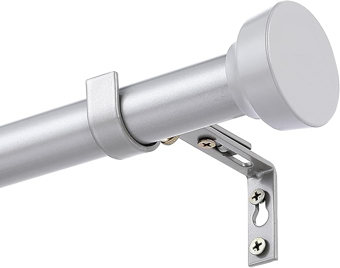 Curtain Rods for Windows 32 to 240 Inches Adjustable Length 1 Inch Diameter Window Curtain Rod with Aluminium End Cap, Brushed Nickel