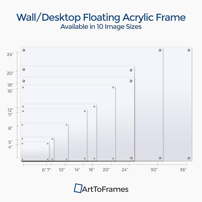 ArtToFrames Floating Acrylic Frame for Pictures Up to 16x20 inches (Full Frame is 20x24) with White Standoff Wall Mount Hardware, Acrylic-109-16x20-73