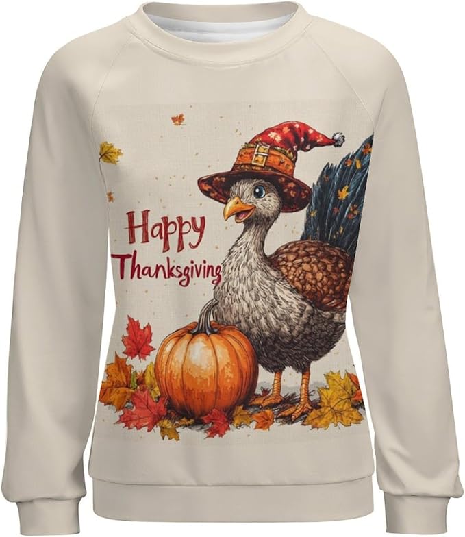 Thanksgiving Sweatshirt for Women Crewneck Pullover Casual Graphic Long Sleeve Shirts Sweater