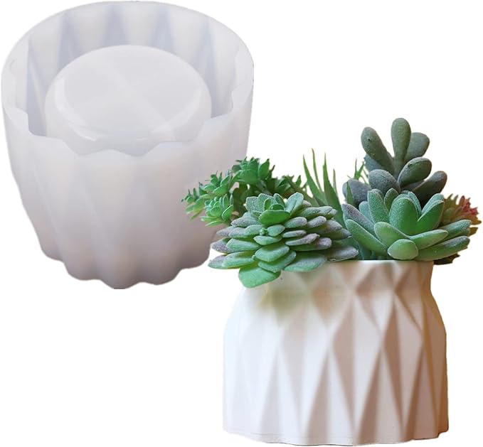 Dried Flowers Vase Concrete Flower Pot Silicone Mold Succulent Plants Cement Plaster Clay Mold Candle Jar/Pen Container/Makeup Brush Storage Mould