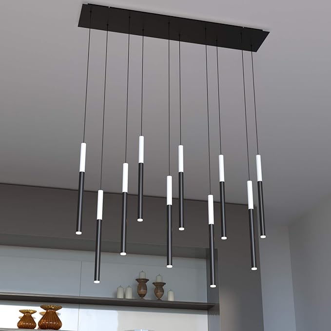 ALTAIR 10 Mini Pendant Lighting White-Black - LED Hanging Light Fixture for Kitchen Island, Bar, Foyer - Cluster Pendants - Dimmable, Adjustable Wire, Lamp Bulb Included