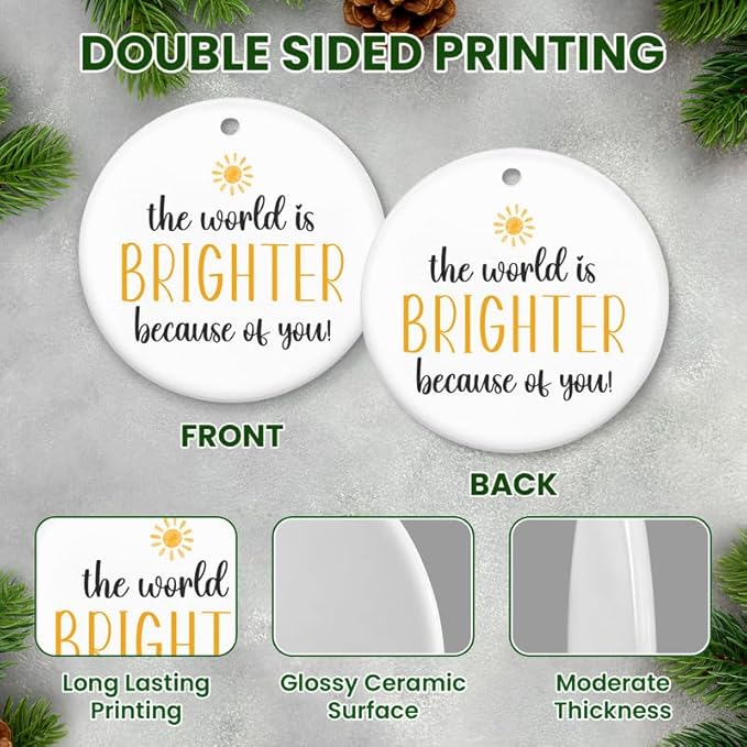 Christmas Inspirational Gifts for Women - Ceramic Christmas Ornaments 2025 for Tree Decorations - Thank You Appreciation Gifts for Coworkers Boss Nurse Teachers, Stocking Stuffers Ornaments