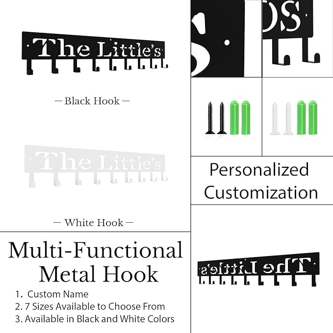 Personalized Metal Key Rack Hooks, Key Holder Wall Mounted Key Hooks, Name Theme Wall Decoration Hooks, Key Hanger Organizer for Living Room, Entryway, Bathroom, Office Decor(Middle)