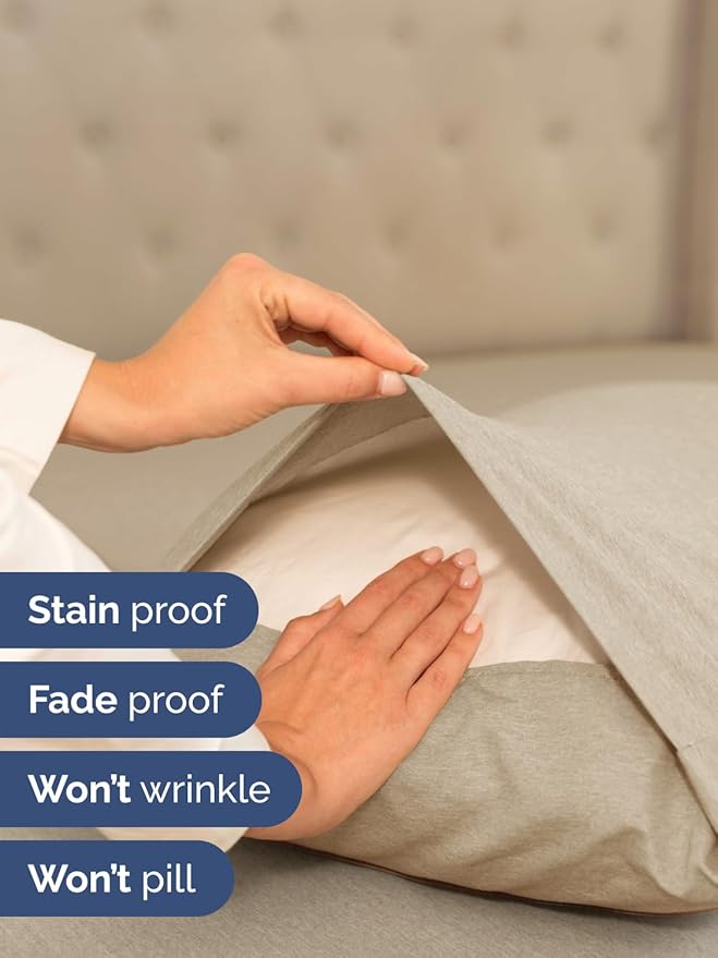 Extra Deep Split King Sheet Set - 7 Piece Breathable & Cooling Sheets - Hotel Luxury Bed Sheets Set - Easy Fit - Soft, Wrinkle Free & Comfy Sheets Set - Heathered Beige Sheet Set w/Extra Deep Pockets