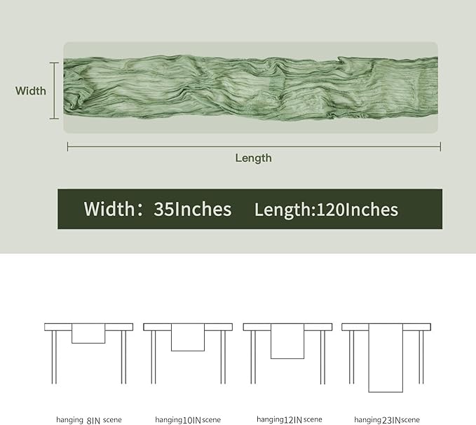 BALCONY & FALCON Sage Green Cheesecloth Table Runner 10FT 120 Inch Rustic & Boho Farmhouse Gauze Cheese Cloth Runners for Wedding Fall Thanksgiving Christmas Party Baby Shower Birthday Decor