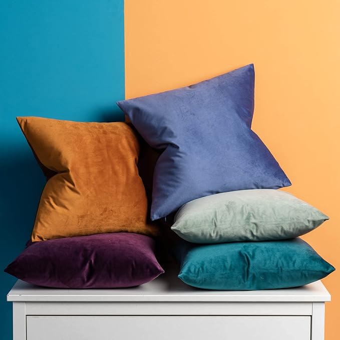 JUSPURBET Velvet Pillow Covers Set of 2 Decorative Throw Pillow Covers for Couch Sofa Bed Soft Cushion Covers Cases with Hidden Zipper for Living Room Home Decor 16x16 inch,Rust