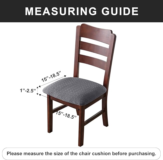 Genina Waterproof Seat Covers for Dining Room Chairs Covers Dining Chair seat Covers Kitchen Chair Covers slipcovers (Dark Gray, 6 Pcs)